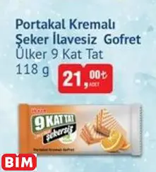 ÜLKER 9 KAT TAT PORTAKAL KREMALI ŞEKER İLAVESİZ GOFRET